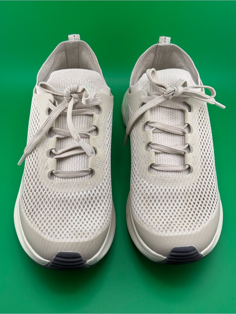 OYSHO Women’s Mesh Sneakers EU 37 White Beige OrthoLite Lace Up Athletic Shoes